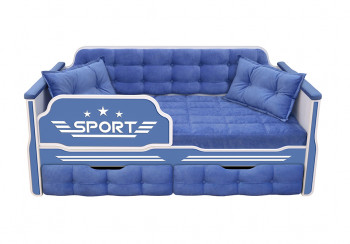 Кровать 160 серии Спорт 2 ящика 85 Синий (подушки) в Удачном - udachnyj.mebel54.com | фото
