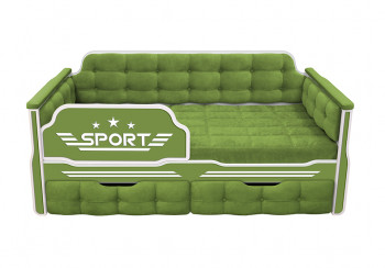 Кровать 170 серии Спорт 2 ящика 76 Зелёный (мягкие боковые накладки) в Удачном - udachnyj.mebel54.com | фото