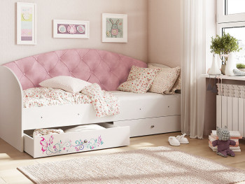 Кровать детская Эльза Белый/Розовый в Удачном - udachnyj.mebel54.com | фото