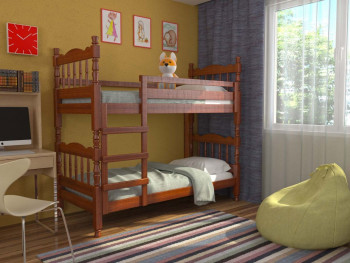 Кровать двухъярусная Соня из массива сосны 800*1890 Орех в Удачном - udachnyj.mebel54.com | фото