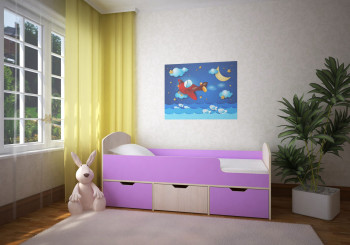 Кровать Малыш-мини Дуб молочный/Ирис в Удачном - udachnyj.mebel54.com | фото