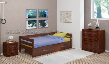 Кровать одинарная ГЛОРИЯ из массива сосны  900*2000 (Орех) в Удачном - udachnyj.mebel54.com | фото