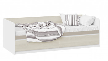 Кровать «Сканди» с 2 ящиками Дуб Гарден/Белый/Глиняный серый в Удачном - udachnyj.mebel54.com | фото