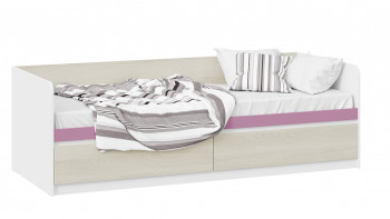 Кровать «Сканди» с 2 ящиками Дуб Гарден/Белый/Лиловый в Удачном - udachnyj.mebel54.com | фото