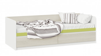 Кровать «Сканди» с 2 ящиками Дуб Гарден/Белый/Зеленый в Удачном - udachnyj.mebel54.com | фото