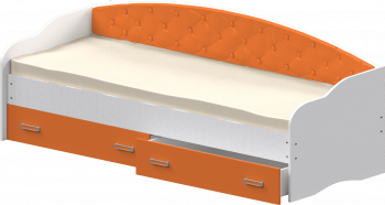 Кровать Софа-7 с мягкой спинкой (800х1900) Белый/Оранжевый в Удачном - udachnyj.mebel54.com | фото