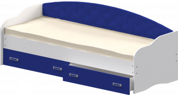 Кровать Софа-7 с мягкой спинкой (800х2000) Белый/Синий в Удачном - udachnyj.mebel54.com | фото