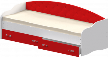 Кровать Софа-8 с мягкой спинкой (900х1900) Белый/Красный в Удачном - udachnyj.mebel54.com | фото