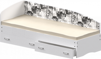 Кровать Софа-9 с мягкой спинкой с рисунком Милана (900х1900) Белый в Удачном - udachnyj.mebel54.com | фото