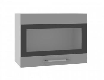 Норд ШВГС 600 Шкаф верхний горизонтальный со стеклом (Софт черный/корпус Белый) в Удачном - udachnyj.mebel54.com | фото