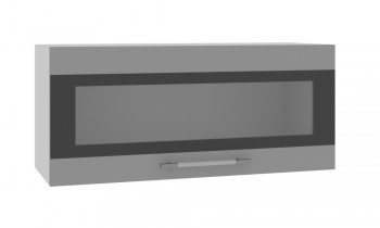 Норд ШВГС 800 Шкаф верхний горизонтальный со стеклом (Софт черный/корпус Белый) в Удачном - udachnyj.mebel54.com | фото