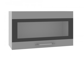 Ройс ВПГСФ 800 Шкаф верхний горизонтальный со стеклом с фотопечатью высокий (Графит софт/корпус Серый) в Удачном - udachnyj.mebel54.com | фото