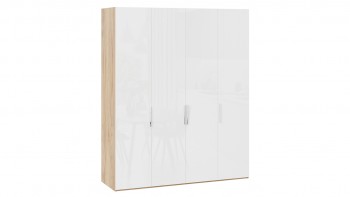Шкаф для одежды с 4 глухими дверями «Эмбер» Яблоня Беллуно/Белый глянец в Удачном - udachnyj.mebel54.com | фото