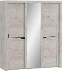Шкаф трехдверный Соренто с раздвижными дверями Дуб бонифаций/Кофе структурный матовый в Удачном - udachnyj.mebel54.com | фото
