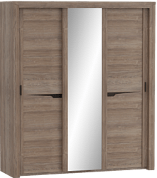 Шкаф трехдверный Соренто с раздвижными дверями Дуб стирлинг/Кофе структурный матовый в Удачном - udachnyj.mebel54.com | фото